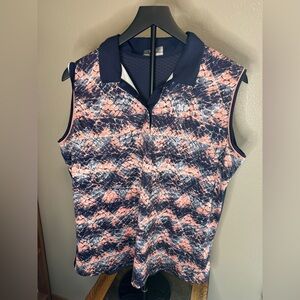 Women's Sleeveless Geometric Golf Top - Navy and Pink